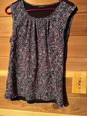 The Limited Black Sleeveless Camisole with Multicolor Dot Print